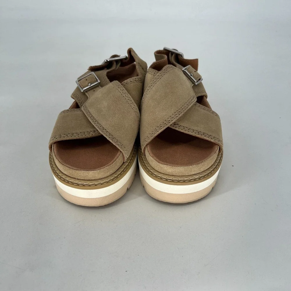Clarks Orianna Roam Platform Sandal Womens 6 Leather Tan Brown Neutral